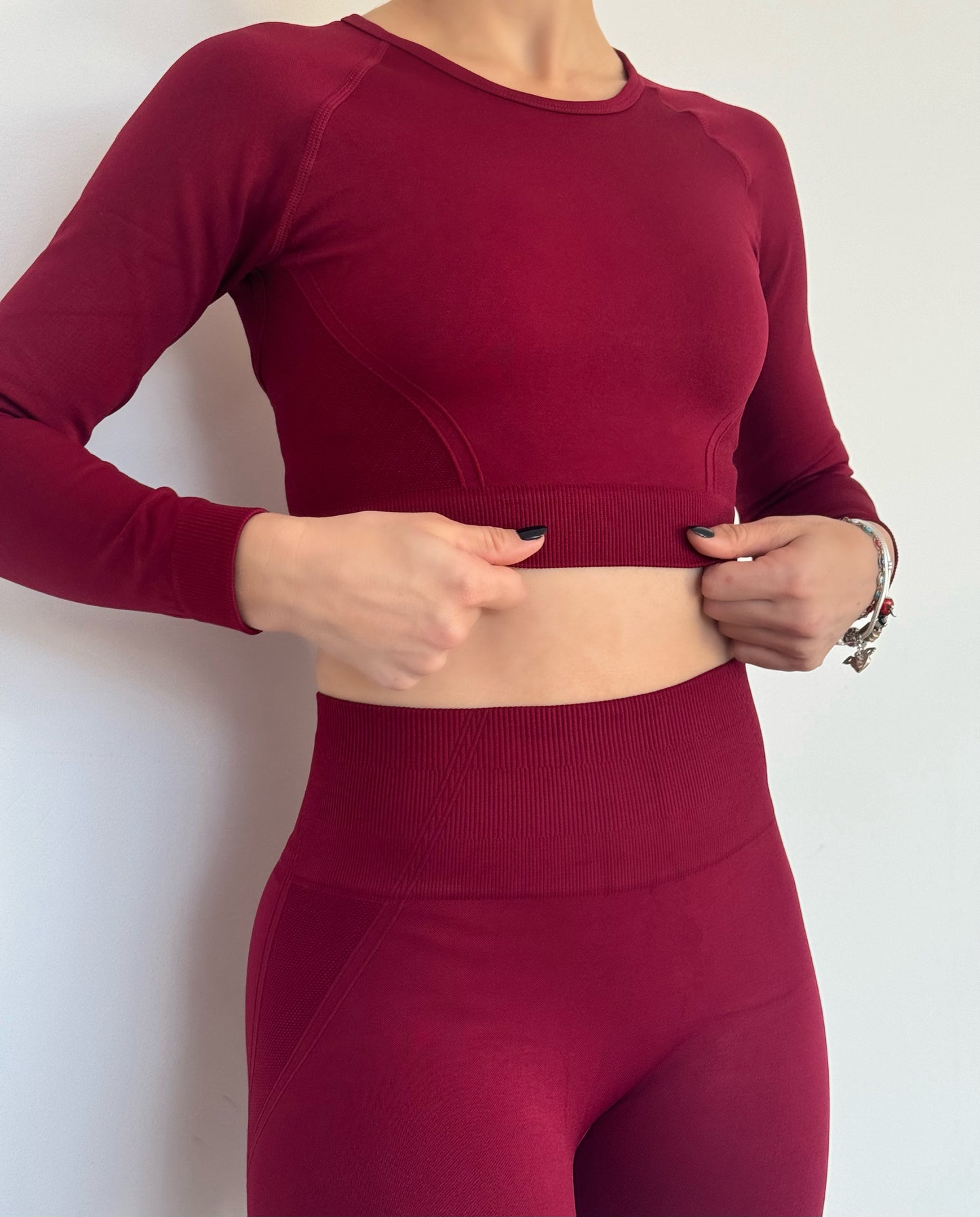 Essence Long-Sleeve Top in Burgundy